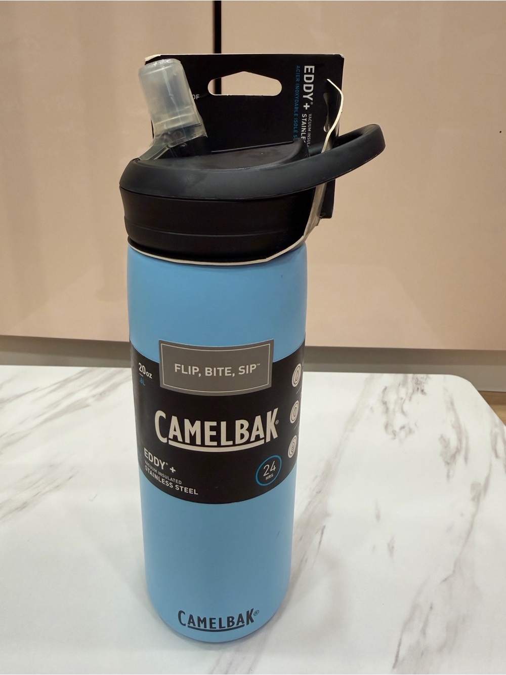 Camelbak Light Blue Stainless Steel Bottle with Black Lid